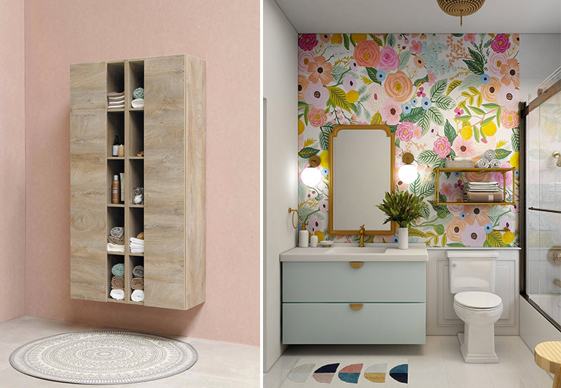 Colore rosa per un bagno in stile svedese